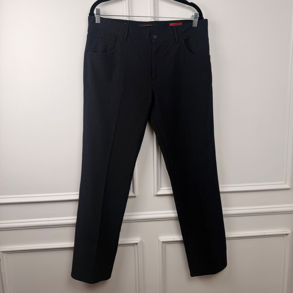 Alberto Stone Modern Fit Ceramica Finestripe Pants Mens 34x32 Charcoal Black
